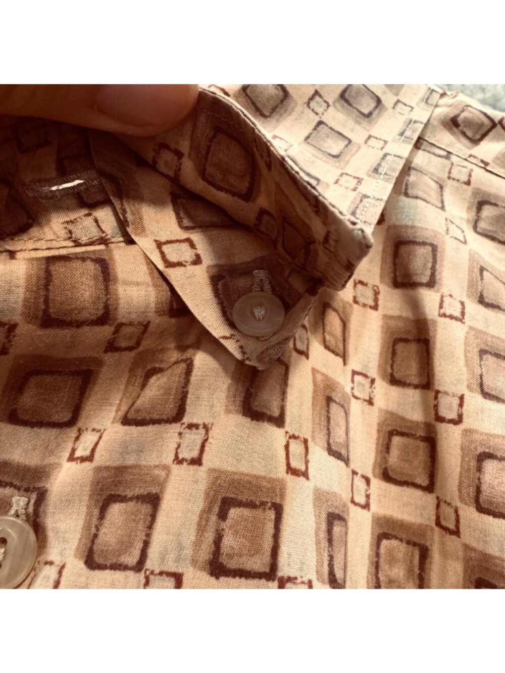Vintage Burma Bibas 60s Single Lawn Retro XL Shirt SS Geometric Cotton Hong Kong - Picture 8 of 9